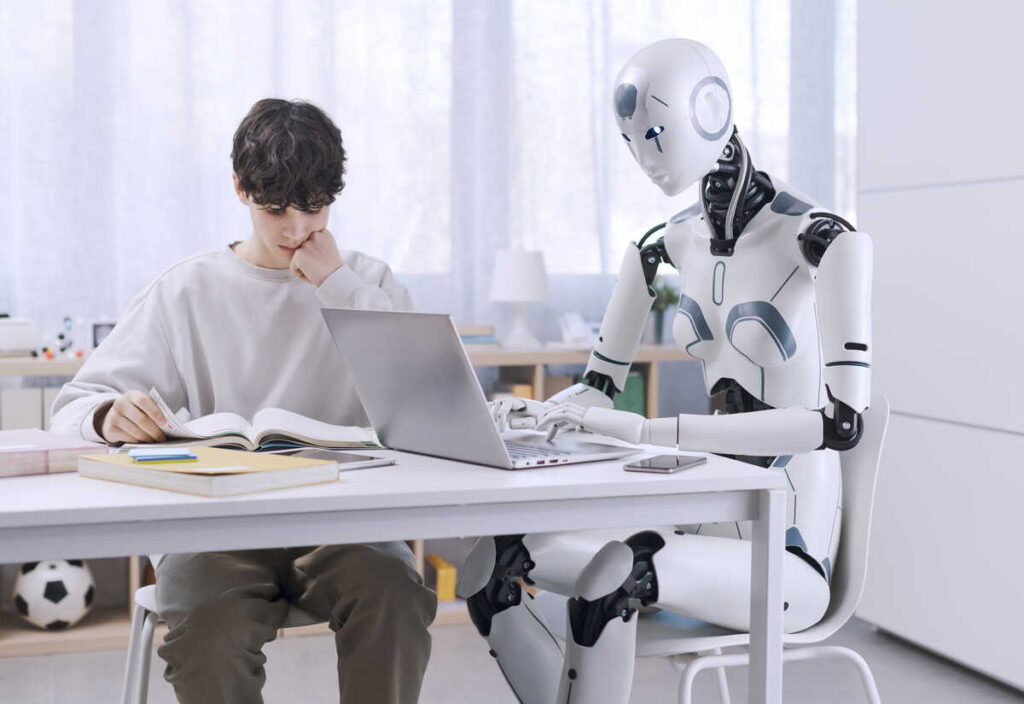 robot is interviewing a human